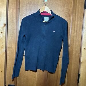 Ralph Lauren Polo Jeans‎ Women’s Half Zip Black/Red Ribbed Sweater Sz L